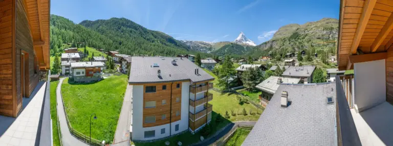 Panorama vom Balkon des Apartment Cervin in Zermatt